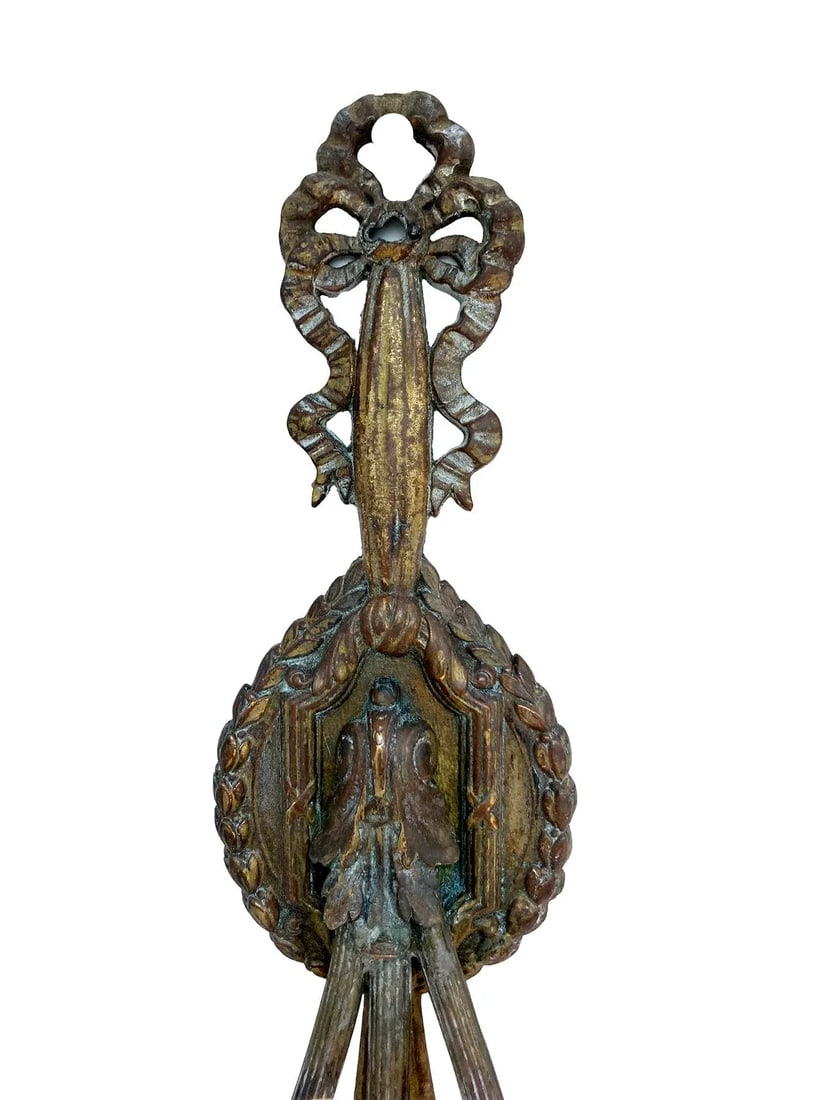 Mid 20th Century Louis XV Bronze Wall Sconces/Crystals; A Pair - 5