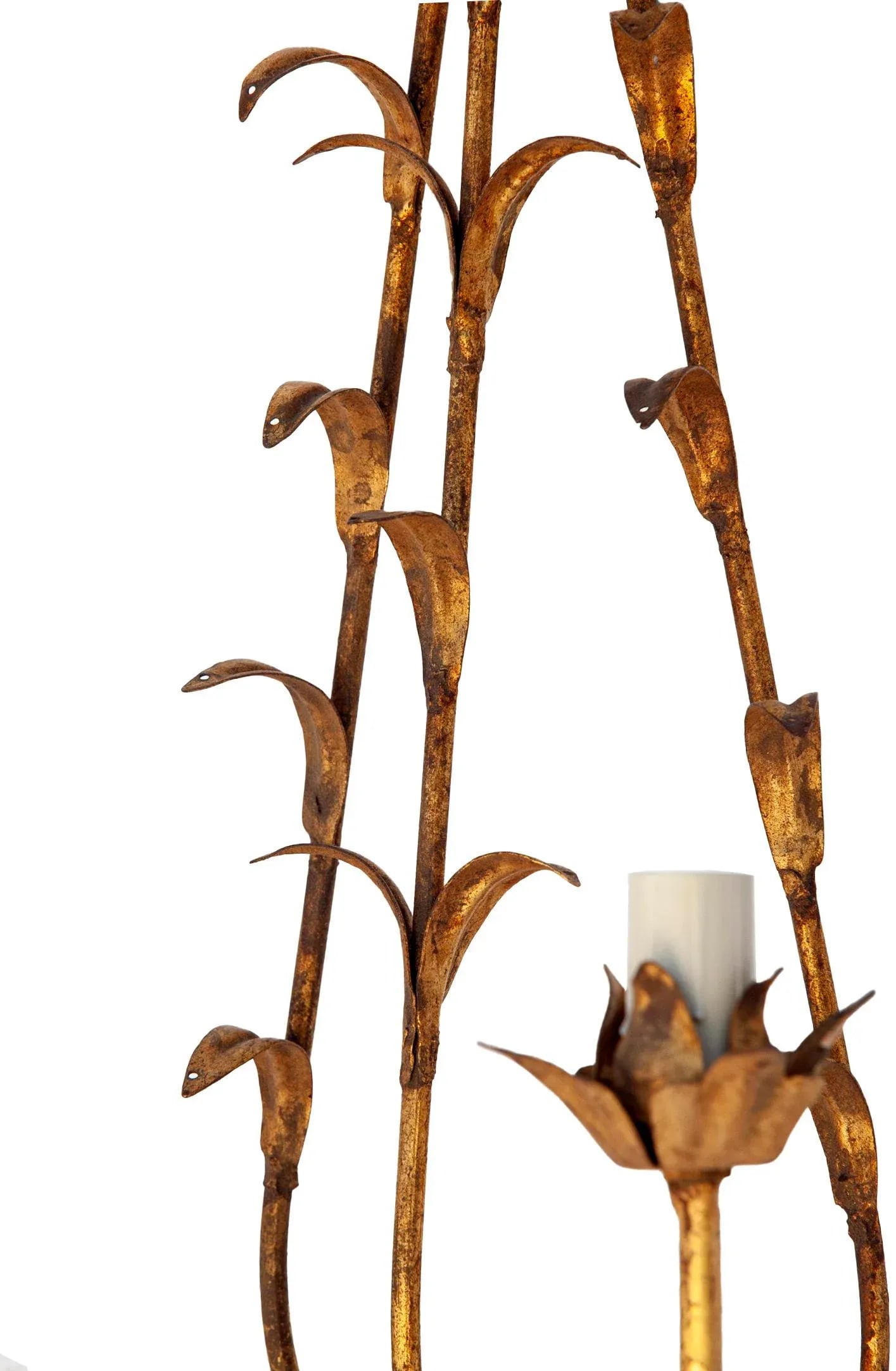 Mid 20th Century Italian Gilt Metal & Crystal Wall Sconces, Five Lights, A Pair - 10