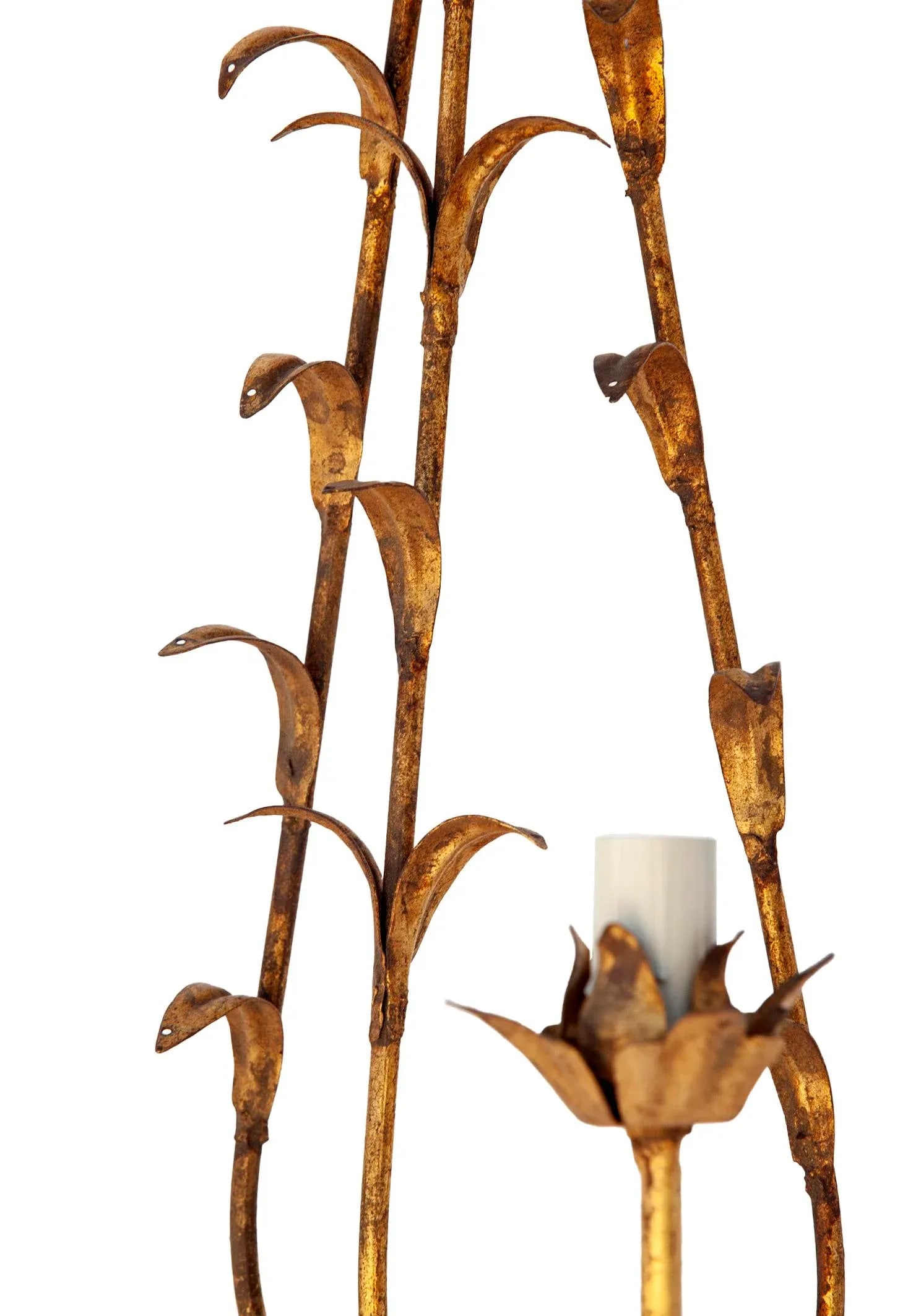 Mid 20th Century Italian Gilt Metal & Crystal Wall Sconces, Five Lights, A Pair - 9