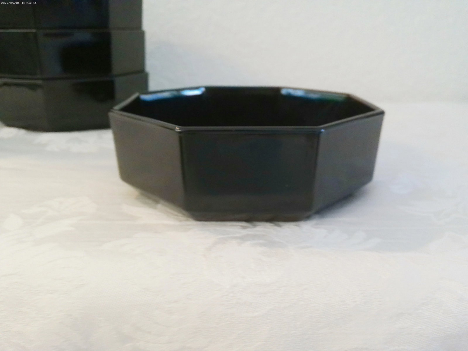 Vintage Modern Arcoroc France Black Octagon Bowls - Set of 8 - 5