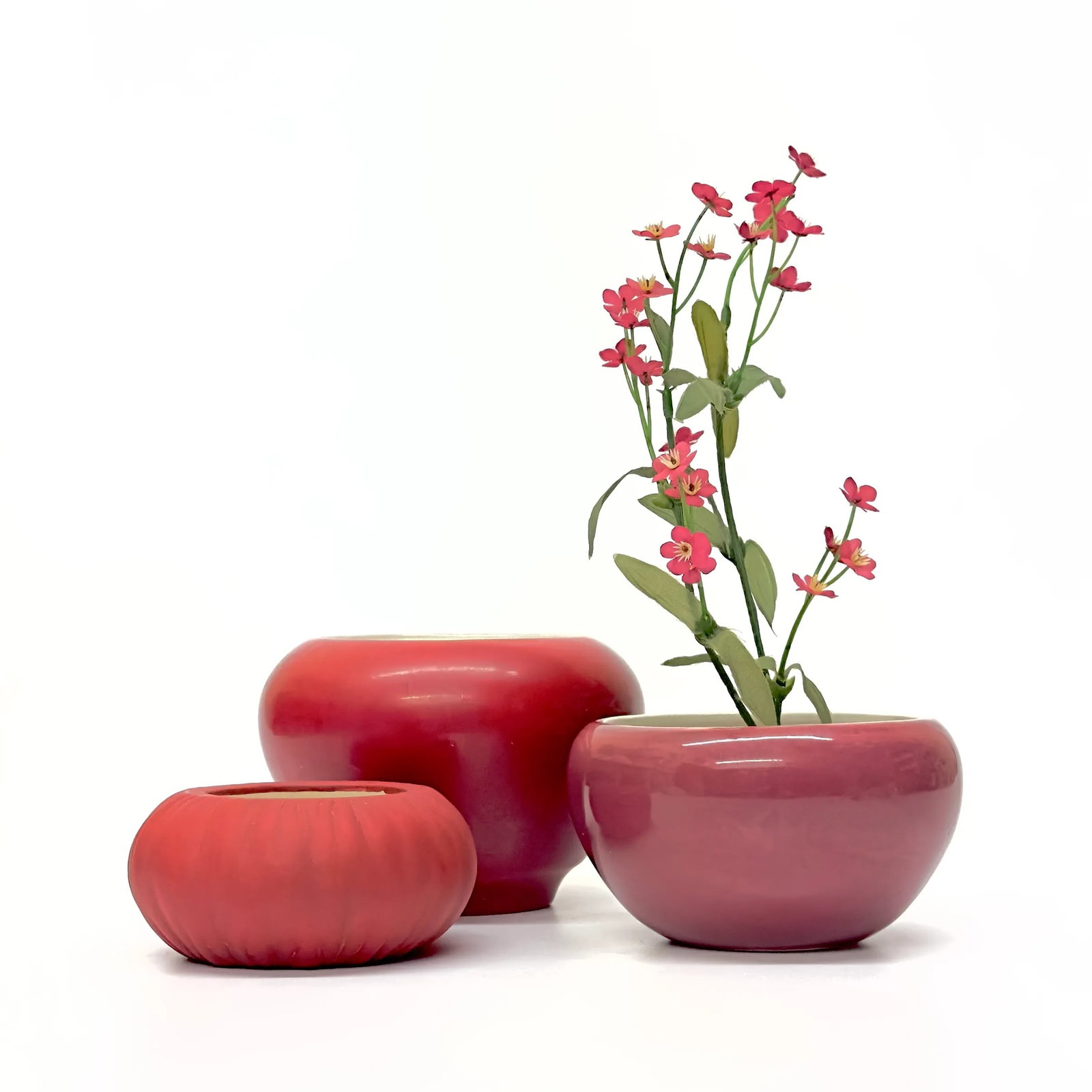 Vintage Engine Red Planter Curation - Group of 3 - 2