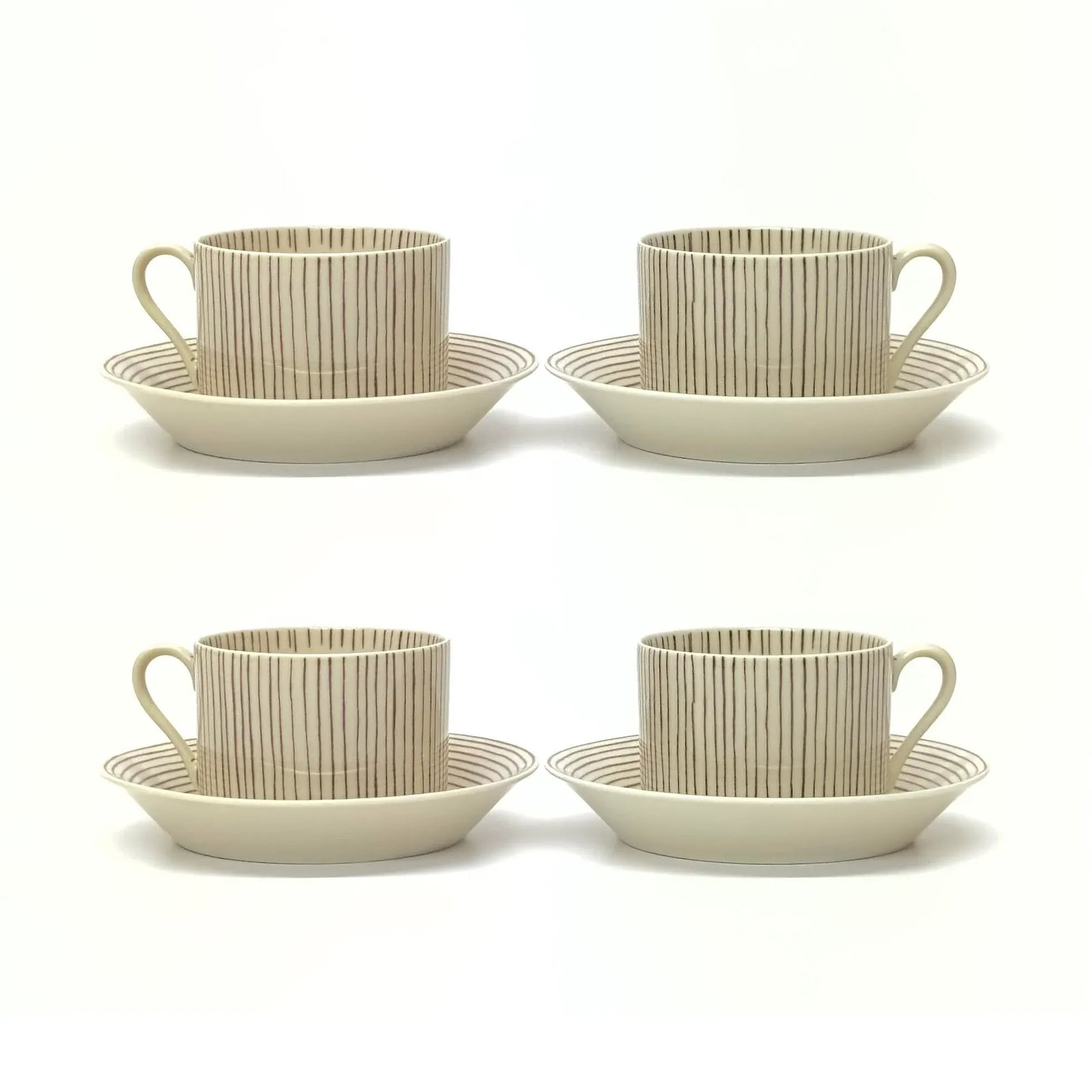 Classic Pin-Striped Porcelain Cups and Saucers by Fitz & Floyd - 8 Pieces - 3