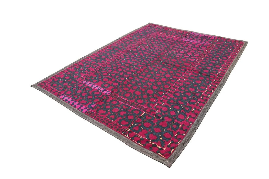 Antique Khordjand Suzani Silk Tapestry | Textile Wall Decore - 2