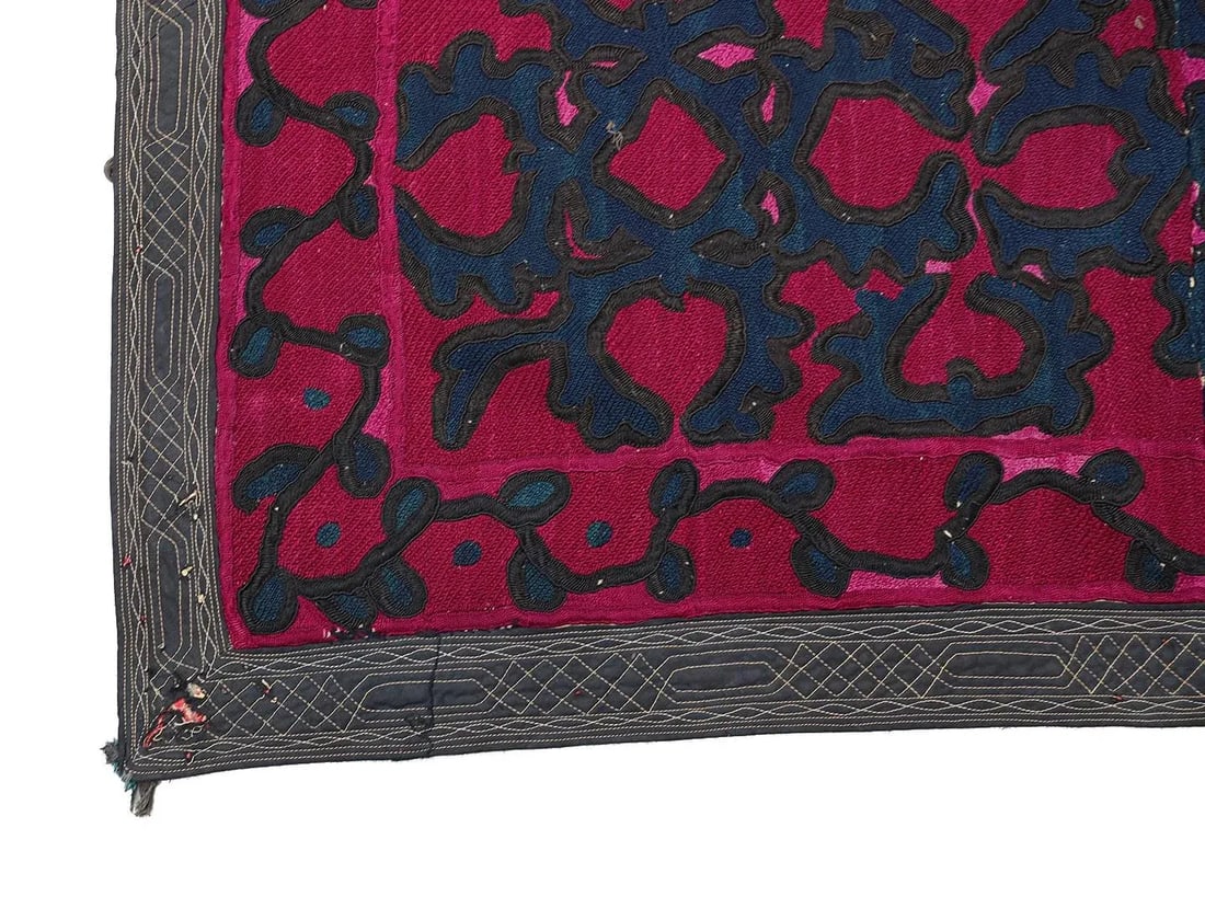 Antique Khordjand Suzani Silk Tapestry | Textile Wall Decore - 3