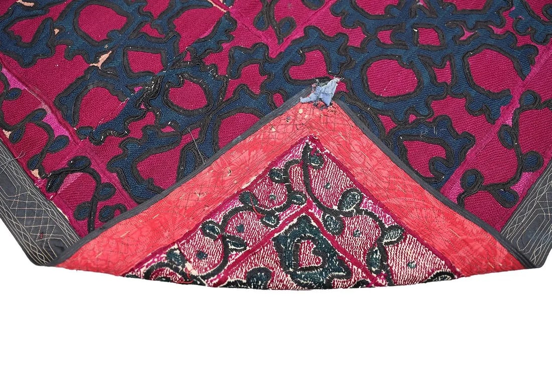 Antique Khordjand Suzani Silk Tapestry | Textile Wall Decore - 4