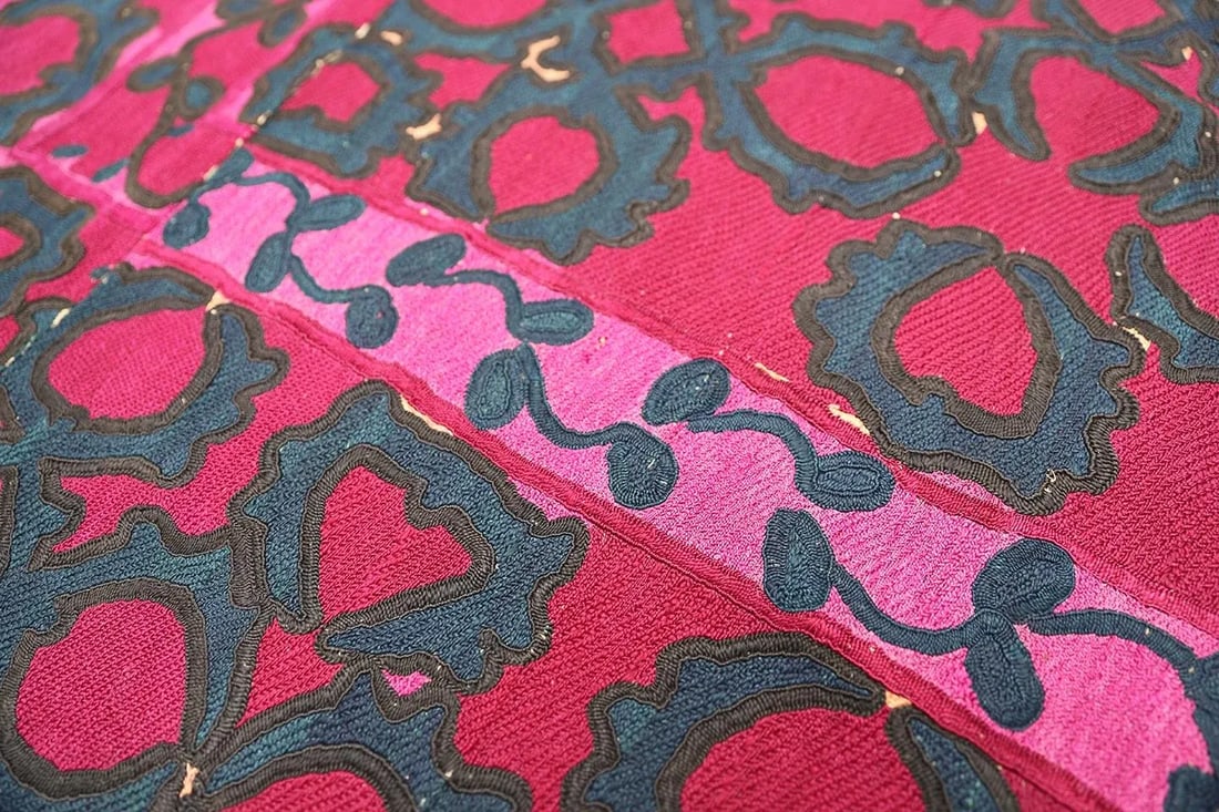 Antique Khordjand Suzani Silk Tapestry | Textile Wall Decore - 5