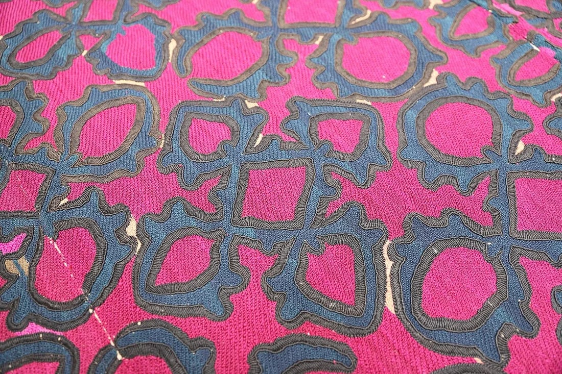 Antique Khordjand Suzani Silk Tapestry | Textile Wall Decore - 6