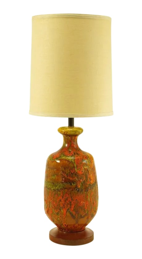 Lava Red Drip Glaze Hand Thrown Ceramic Body Table Lamp (1 of 6)