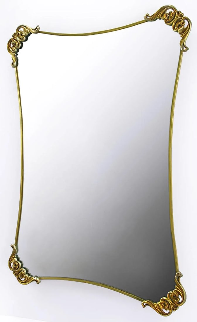 Brass Regency Mirror With Foliate Corner Brackets - 2