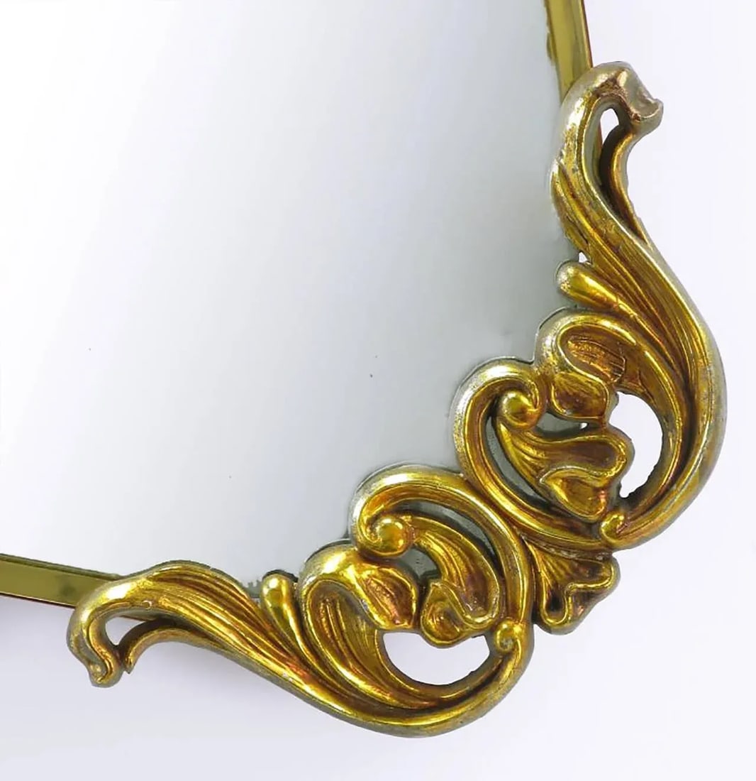 Brass Regency Mirror With Foliate Corner Brackets - 4