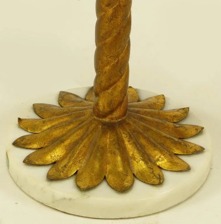 Italian Neoclassical Gilt Tole Metal, Crystal & Putto Table Lamp - 8