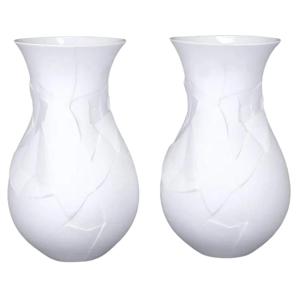 Rosenthal Studio Line Matte-White "Vases of Phases" - a Pair: Rosenthal Studio Line pair of "Vases of Phases" in matte-white by Dror Benshetrit. "Introduced in 2005 by Studio Dror and Rosenthal, the "Vases of Phases" soon became successfully established on the