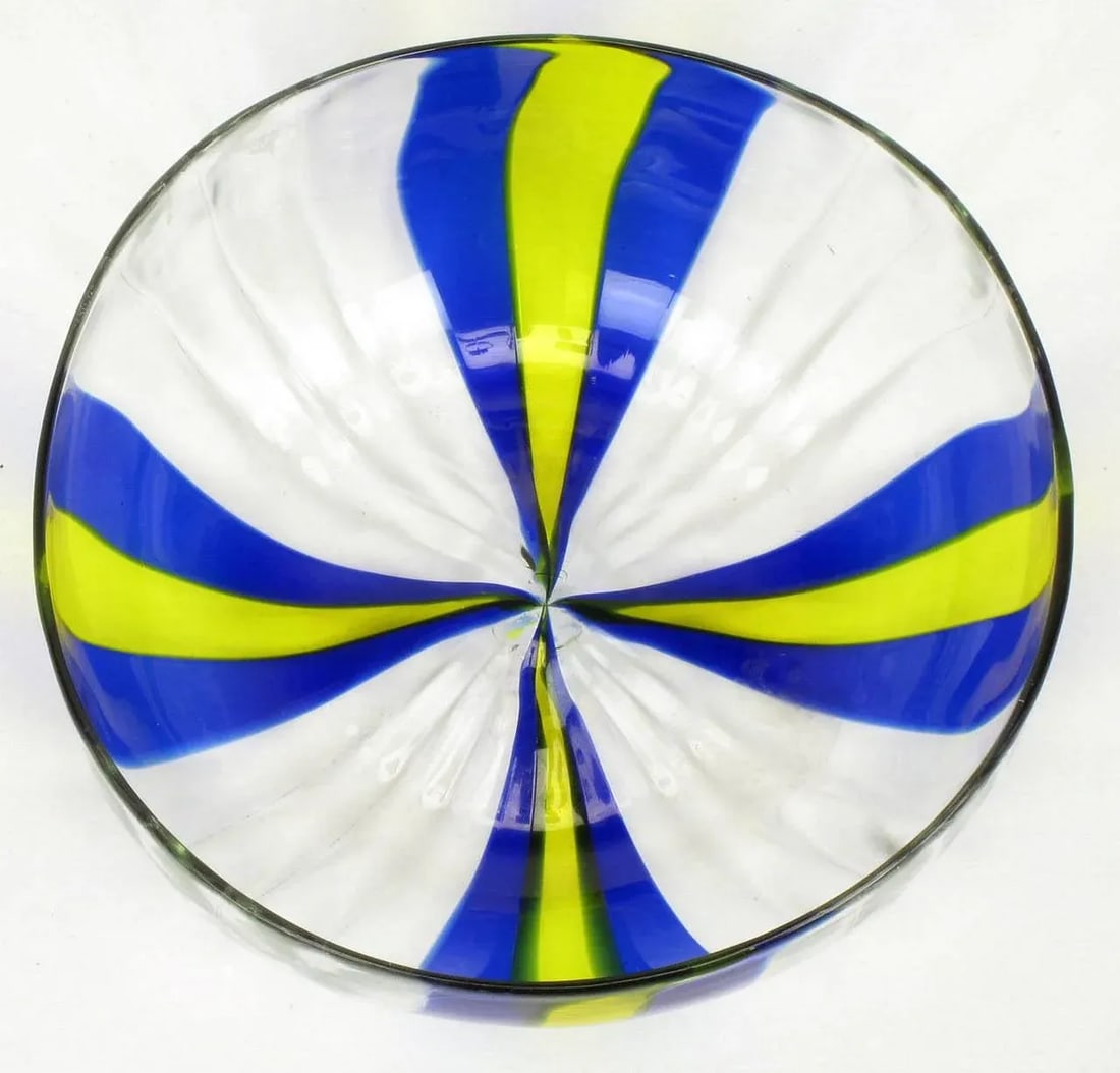 Italian Handblown Art Glass Vase With Bowl by Oggetti - 6