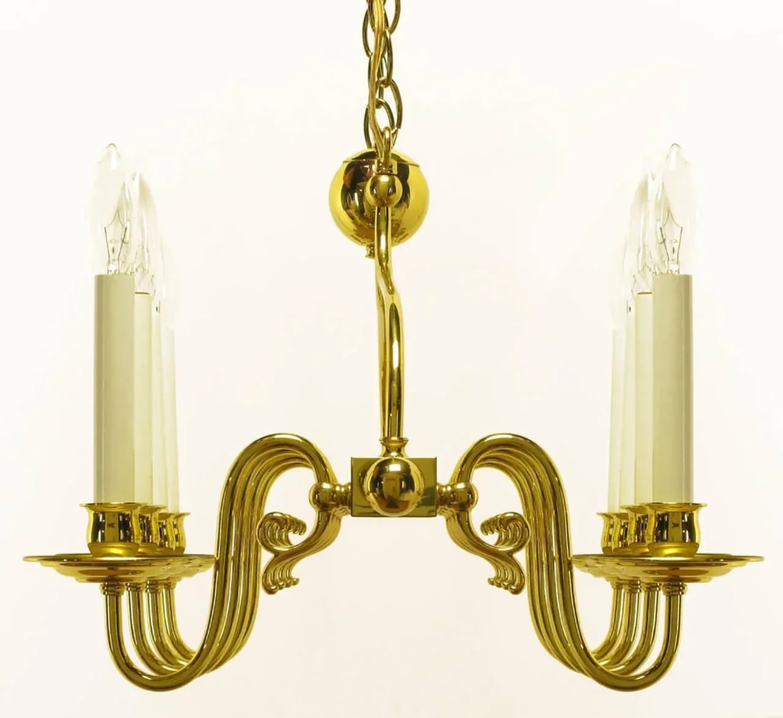 Eight-Arm Linear Brass Rectangular Chandelier - 2