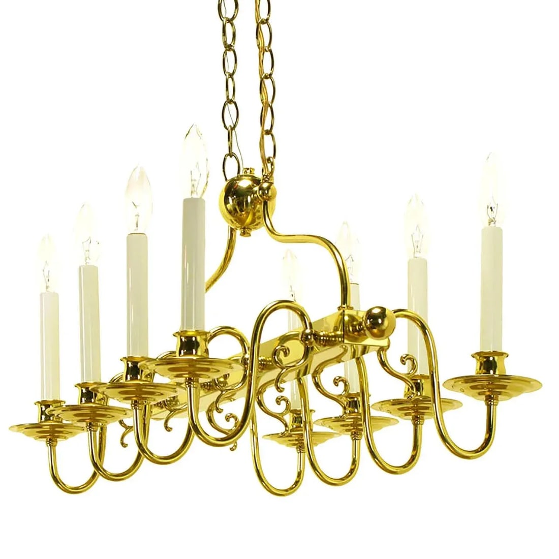 Eight-Arm Linear Brass Rectangular Chandelier - 5