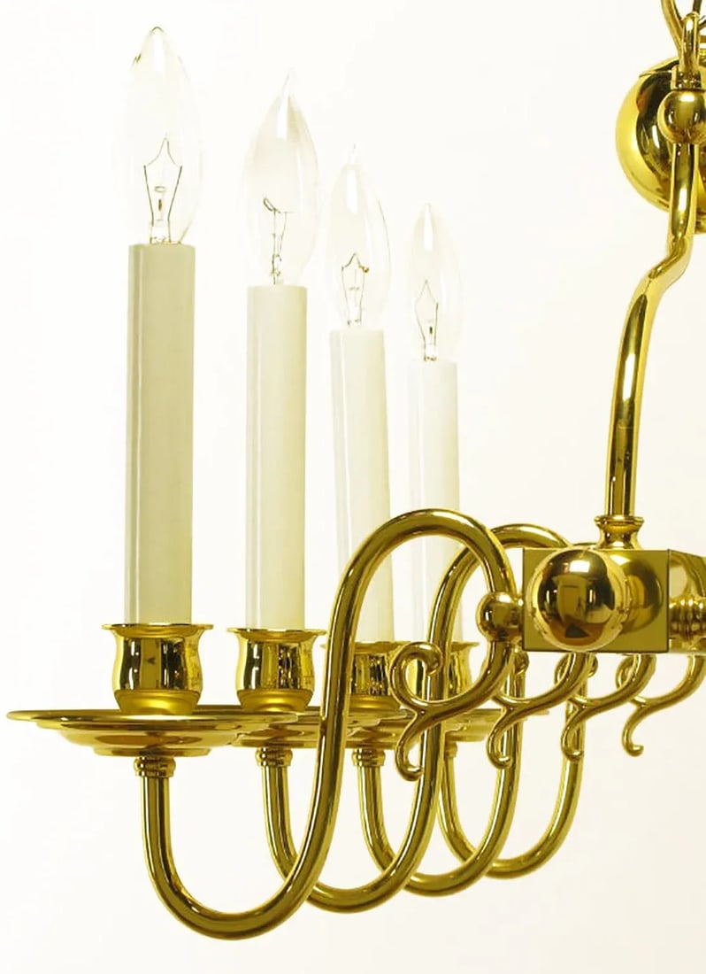Eight-Arm Linear Brass Rectangular Chandelier - 7