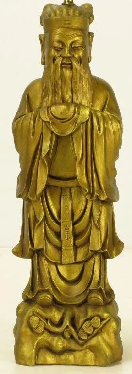Confucius Gilt Metal Table Lamp - 3