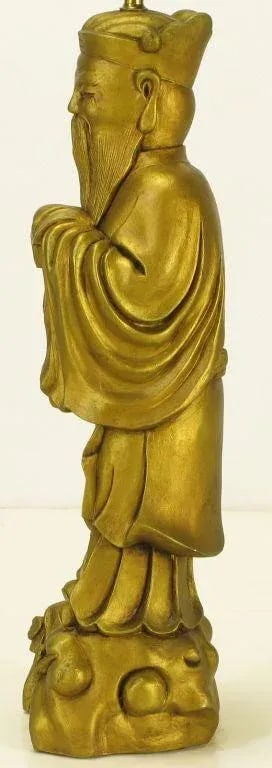 Confucius Gilt Metal Table Lamp - 5