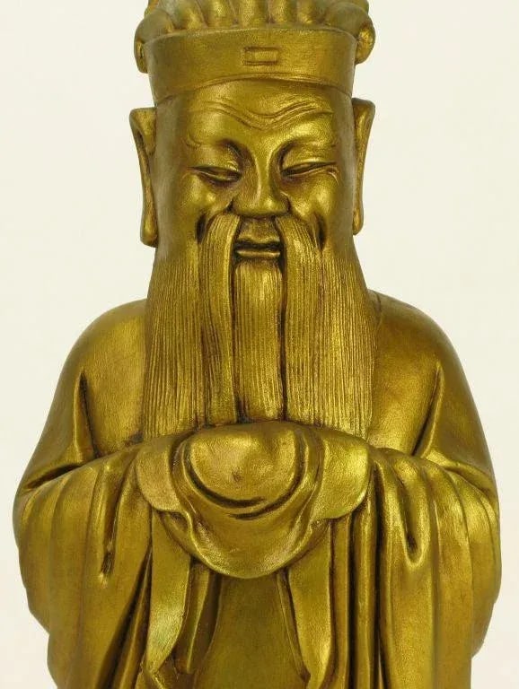 Confucius Gilt Metal Table Lamp - 7
