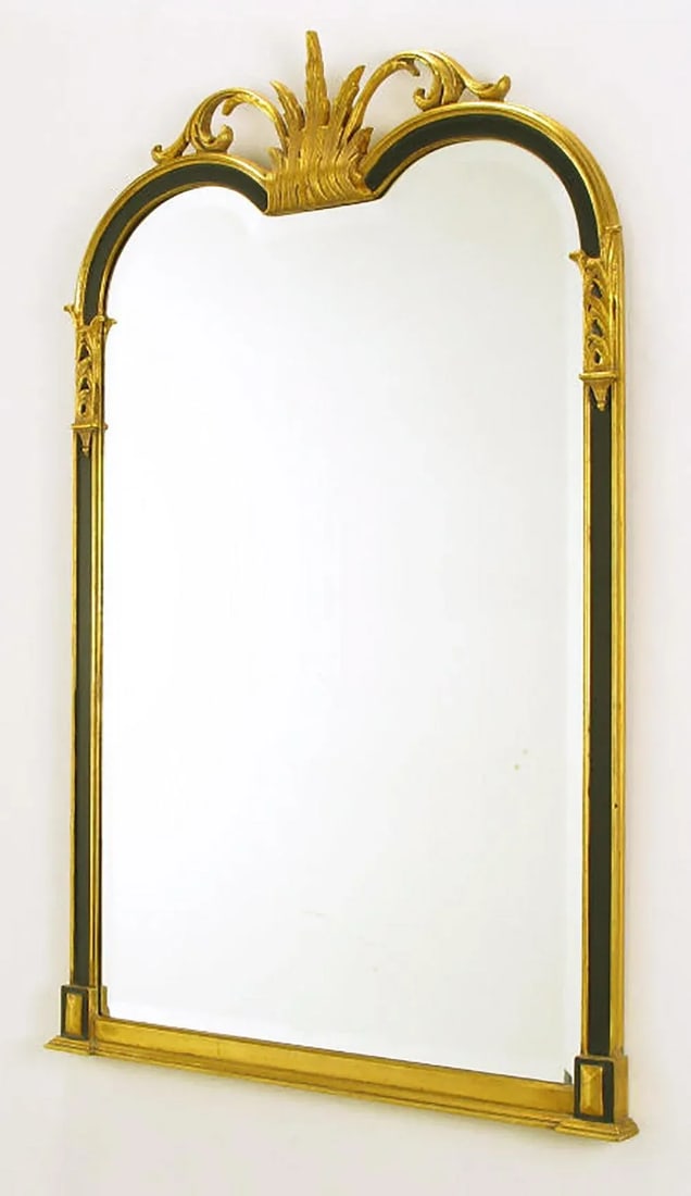 Empire Revival Parcel-Gilt and Black Lacquer Wall Mirror - 2