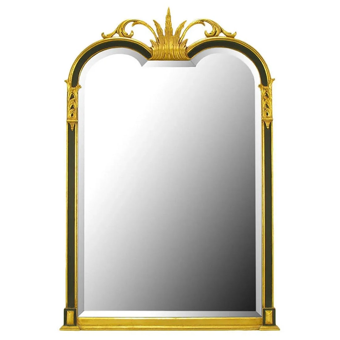 Empire Revival Parcel-Gilt and Black Lacquer Wall Mirror - 8