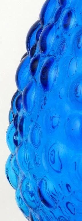 Bubble Textured Blue Glass Table Lamps With Brass Accents - a Pair - 8