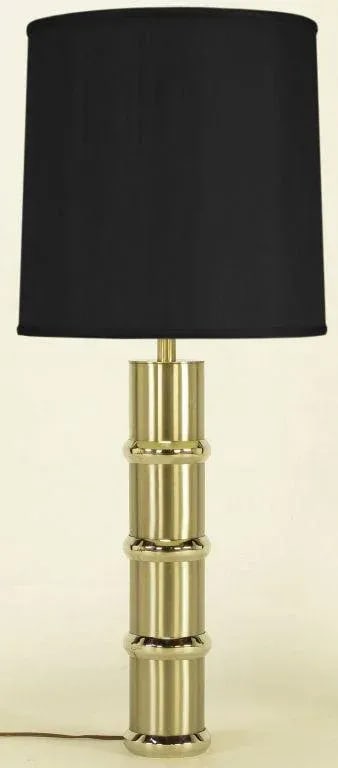 Brushed Steel & Chrome Cylindrical Table Lamp - 2