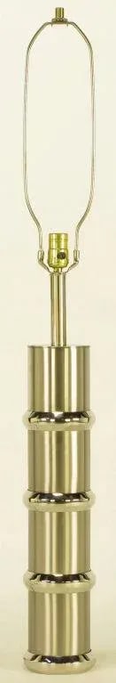 Brushed Steel & Chrome Cylindrical Table Lamp - 3