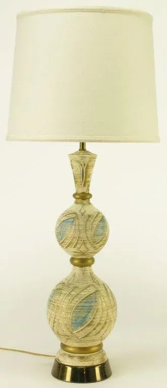 Double Gourd Form Parcel Gilt Plaster Table Lamp - 2