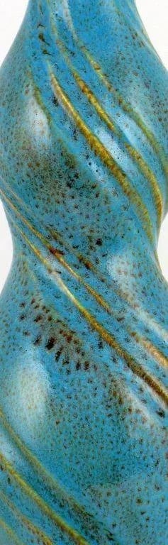 Aqua Blue Triple Gourd Form Pottery Table Lamp - 3