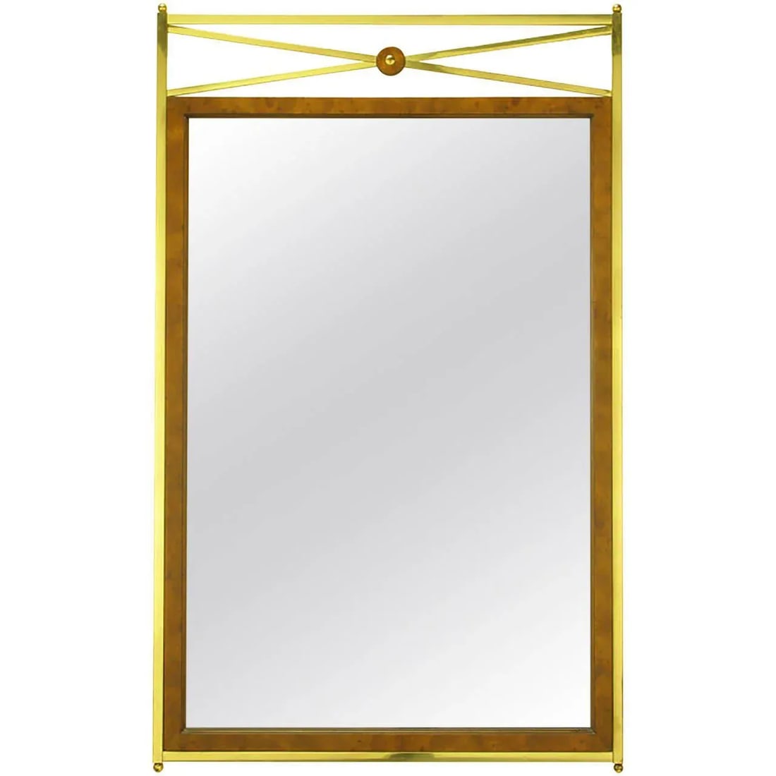 Early Mastercraft Brass and Burl Empire Revival Mirror - 6