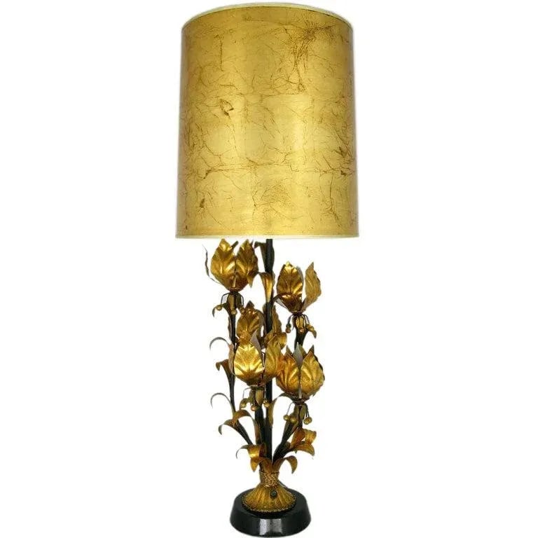 Large Gilt Metal Table Lamp with Foliate Detail - 2
