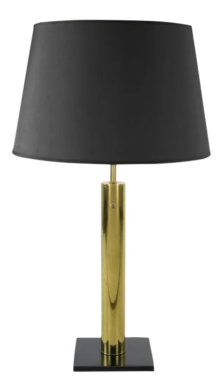 Nessen Brass Cylinder & Black Lacquer Base Table Lamp (1 of 6)