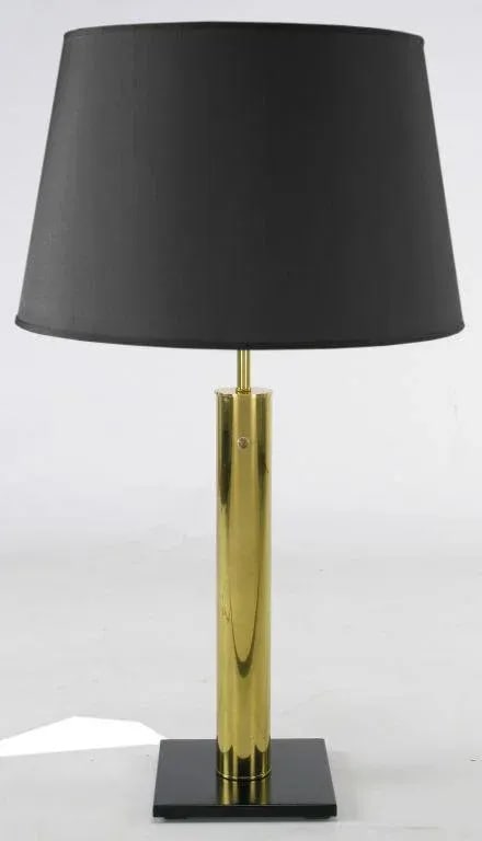 Nessen Brass Cylinder & Black Lacquer Base Table Lamp - 2