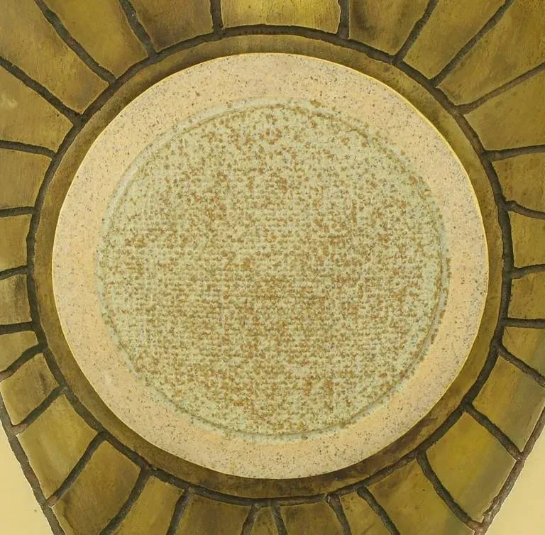 Columbian-Inspired Brass and Terra Cotta Medallion Sculpture on Woven Mount - 4
