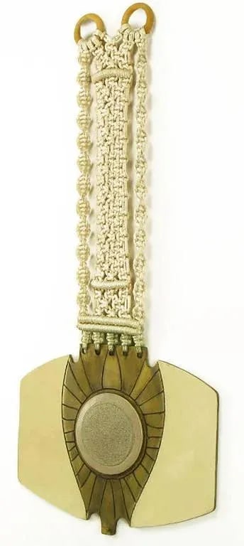 Columbian-Inspired Brass and Terra Cotta Medallion Sculpture on Woven Mount - 5