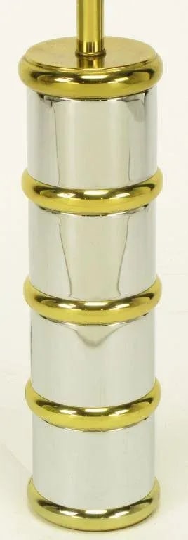 Chrome & Brass Segmented Column Table Lamp. - 4