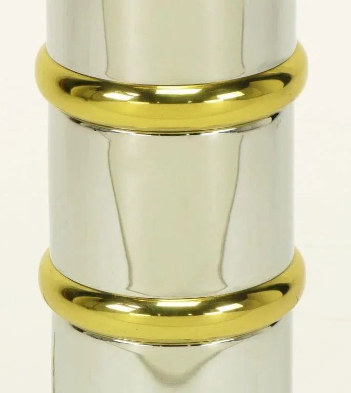 Chrome & Brass Segmented Column Table Lamp. - 6