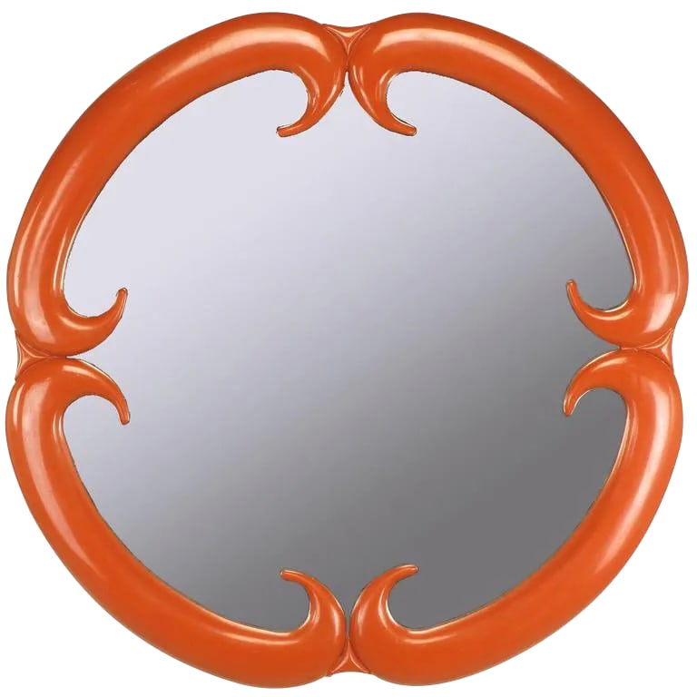 Baker Furniture Cinnabar Red Quatrefoil Mirror (1 of 5)