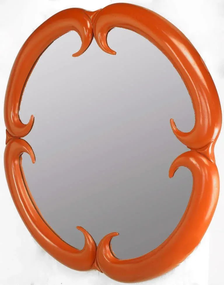 Baker Furniture Cinnabar Red Quatrefoil Mirror - 2