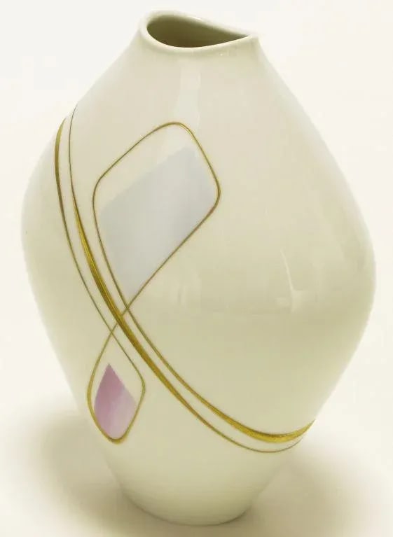Heinrich Porcelain Vase With Gilt, Lavender & Sky Blue Details - 2