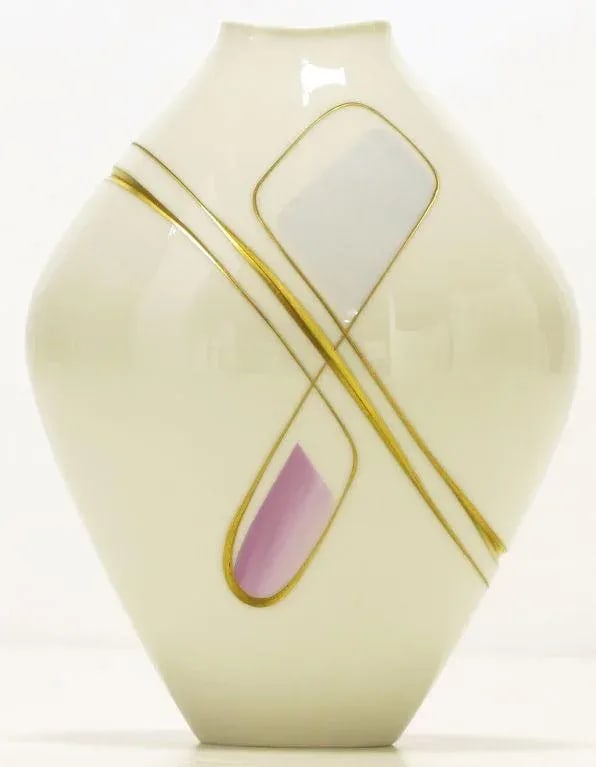 Heinrich Porcelain Vase With Gilt, Lavender & Sky Blue Details - 5