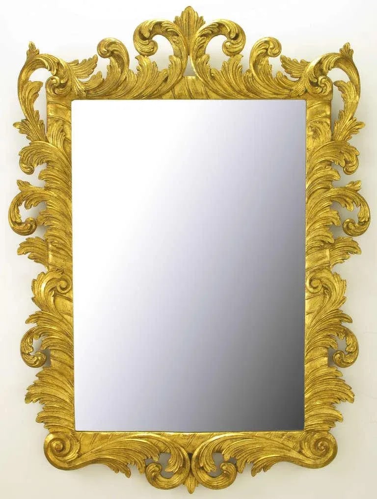 Italian Gilt Plume-Form Hand Carved Mirror - 2