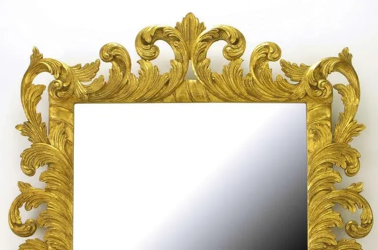 Italian Gilt Plume-Form Hand Carved Mirror - 4
