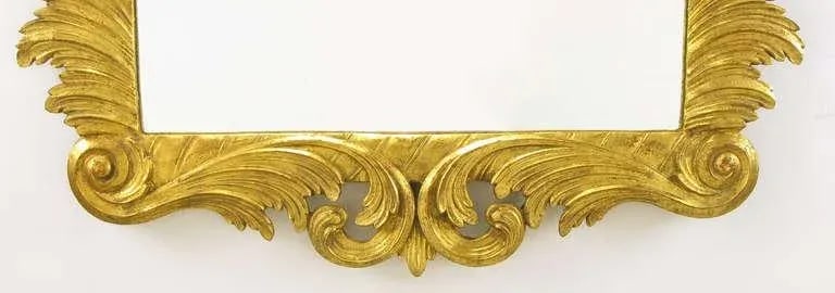 Italian Gilt Plume-Form Hand Carved Mirror - 6
