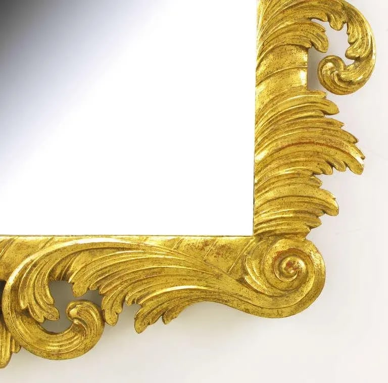 Italian Gilt Plume-Form Hand Carved Mirror - 8