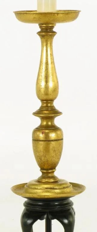 1960s Gilt & Black Lacquer Regency Table Lamp - 3