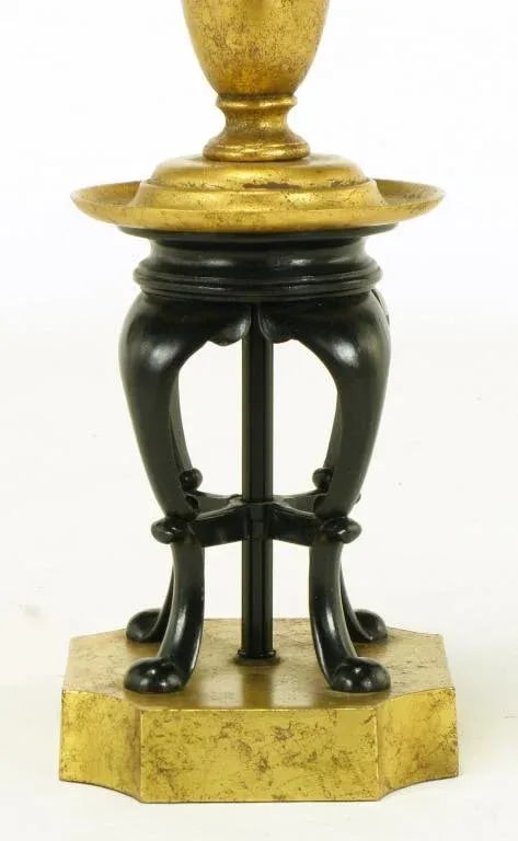 1960s Gilt & Black Lacquer Regency Table Lamp - 5