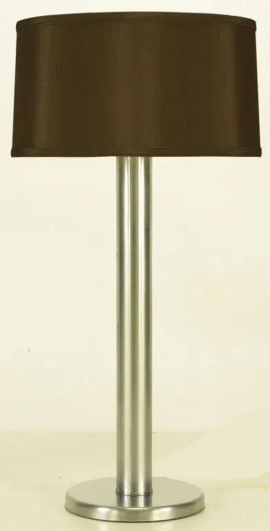Brushed Steel Cylinder Table Lamp After Nessen. - 2