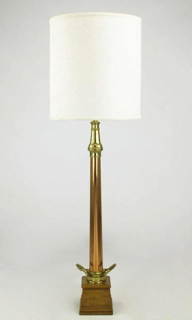 53" Tall Brass & Copper Fire Nozzle Table Lamp. - 2